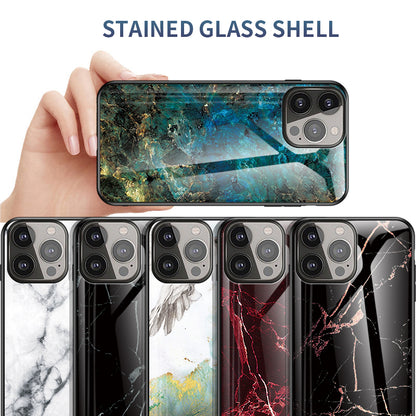 Stylish Marble Design Premium Tempered Glass Hybrid Shockproof Protection Impact Cover for iPhone 13 Pro Max 6.7 inch