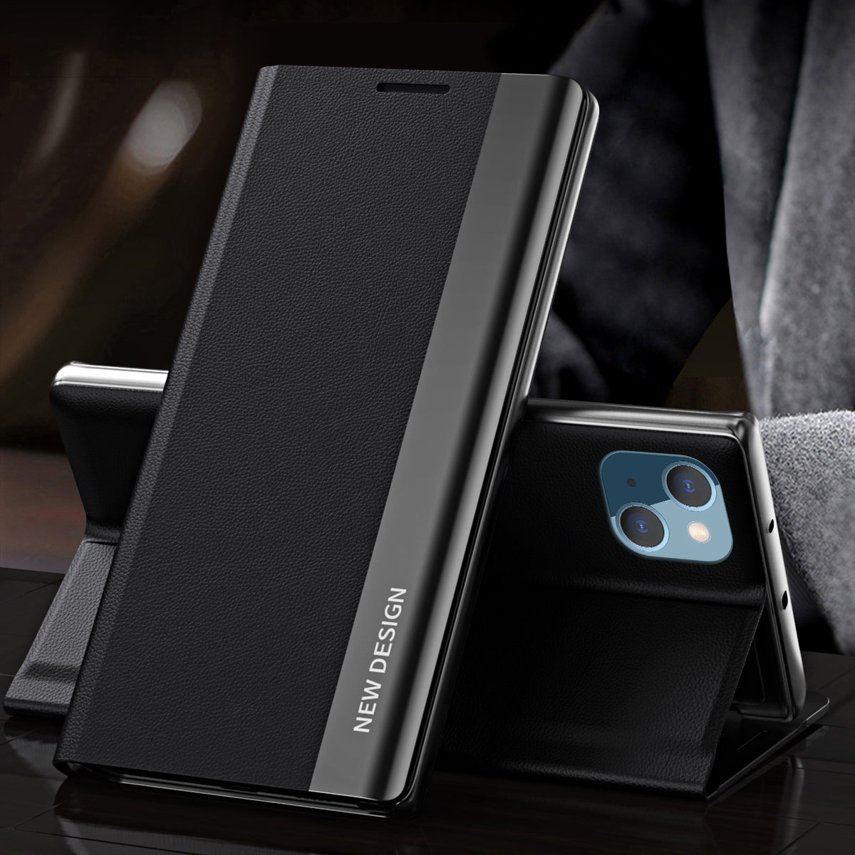 Strong Magnet Drop-Resistant Folio Flip Plated Leather Stand Case for iPhone 13 6.1 inch