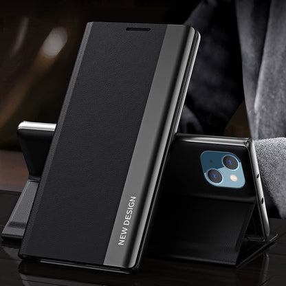 Strong Magnet Drop-Resistant Folio Flip Plated Leather Stand Case for iPhone 13 6.1 inch