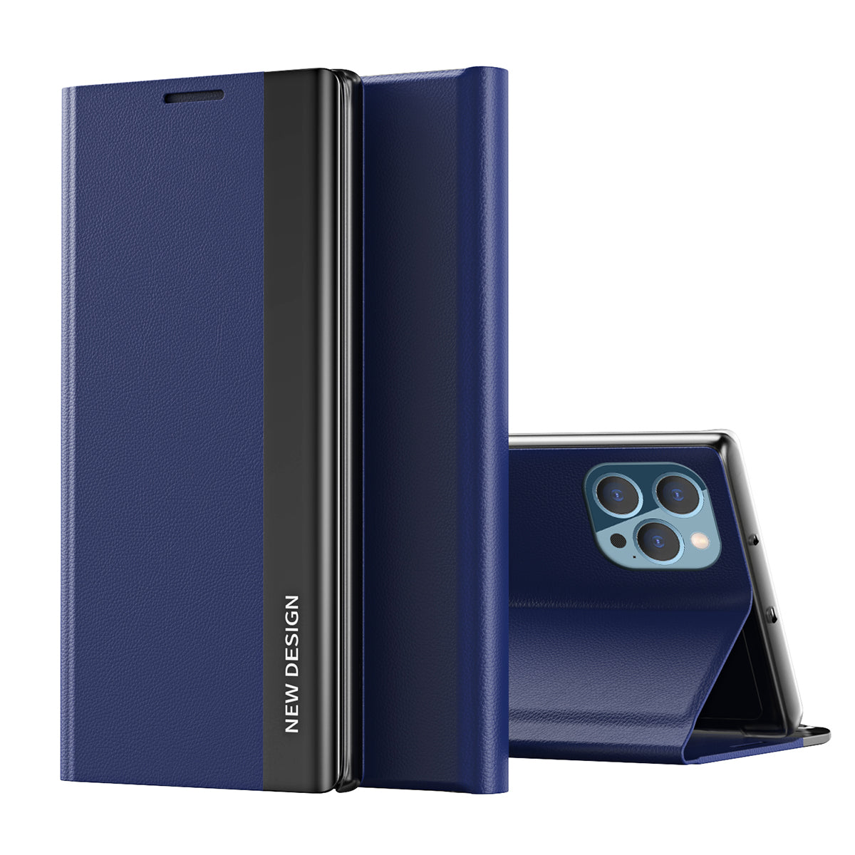 Full Coverage Strong Magnet Leather with PC Inner Folio Flip Plated Stand Case for iPhone 13 Pro Max 6.7 inch