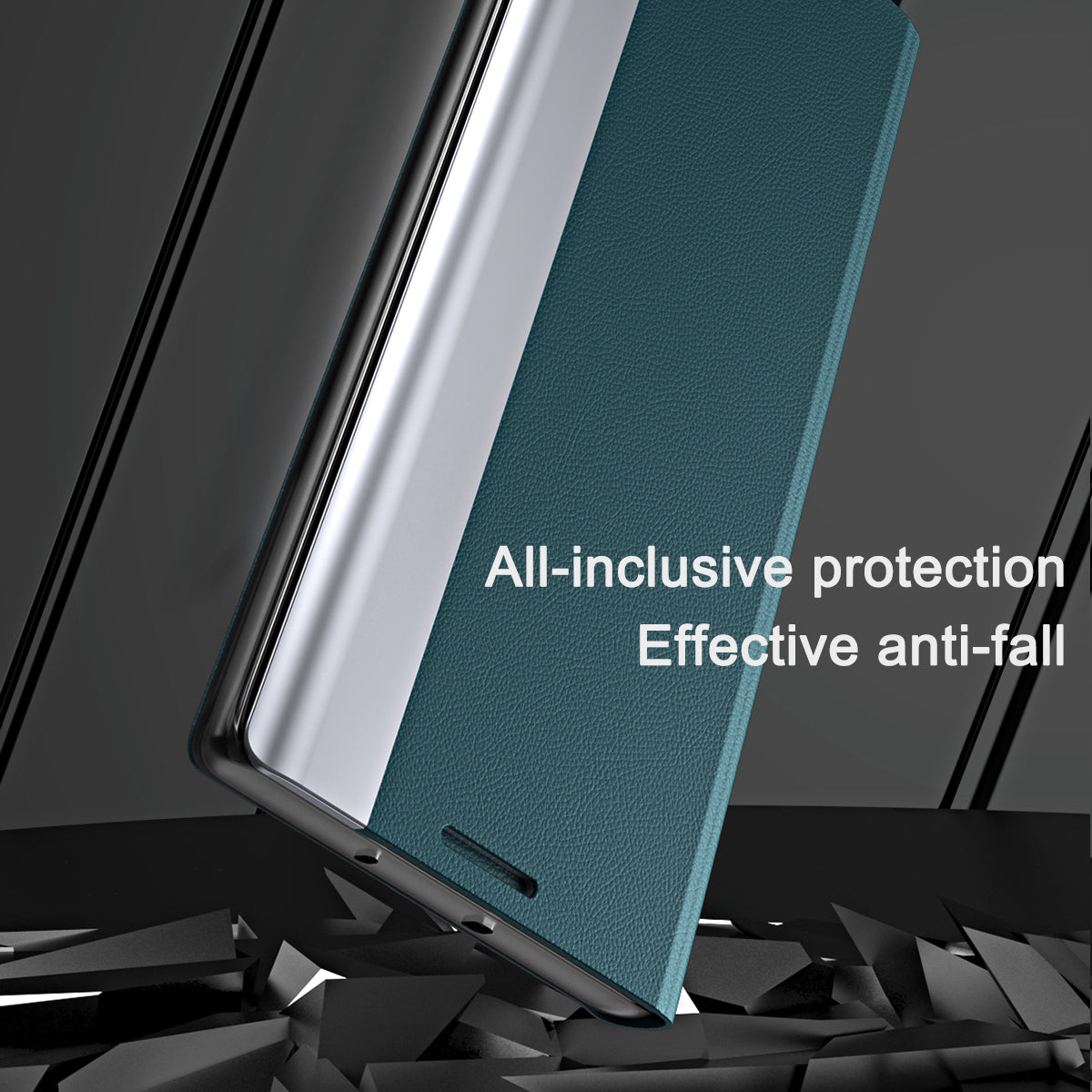 Full Coverage Strong Magnet Leather with PC Inner Folio Flip Plated Stand Case for iPhone 13 Pro Max 6.7 inch
