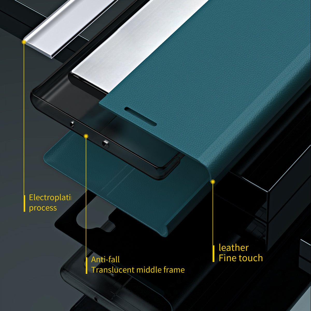 Magnetic Absorption Anti-Shock Folio Flip Plated Leather Stand Case for iPhone 13 Pro 6.1 inch