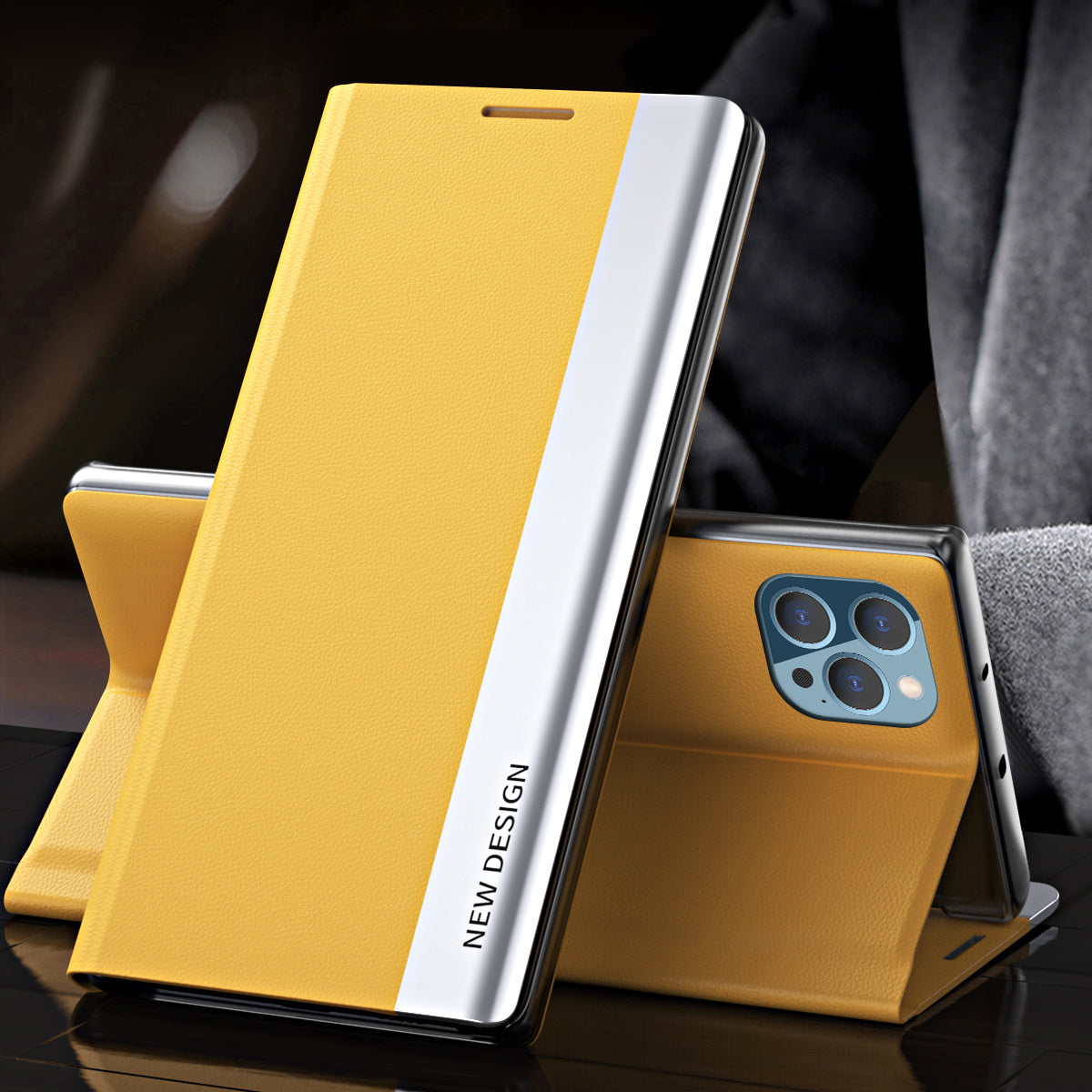 Magnetic Absorption Anti-Shock Folio Flip Plated Leather Stand Case for iPhone 13 Pro 6.1 inch