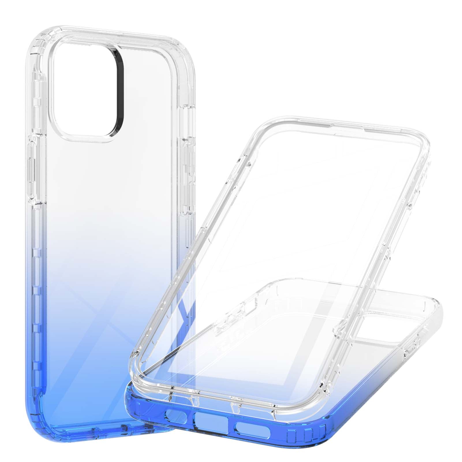TPU + PC Combo Transparent LA1 Series Gradient 3-in-1 Hybrid Case with Built-in PET Screen Protector for iPhone 13 Pro 6.1 inch