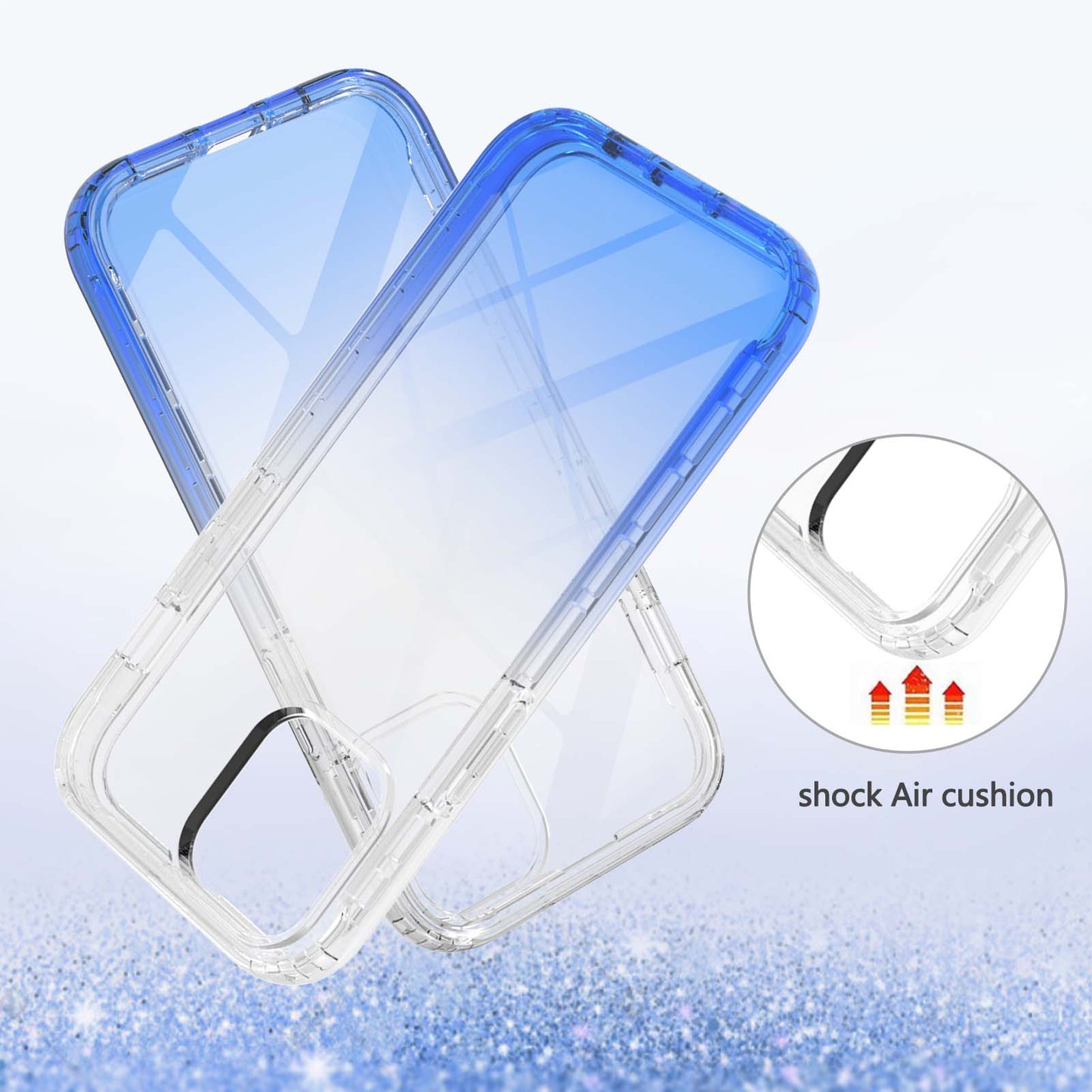 TPU + PC Combo Transparent LA1 Series Gradient 3-in-1 Hybrid Case with Built-in PET Screen Protector for iPhone 13 Pro 6.1 inch