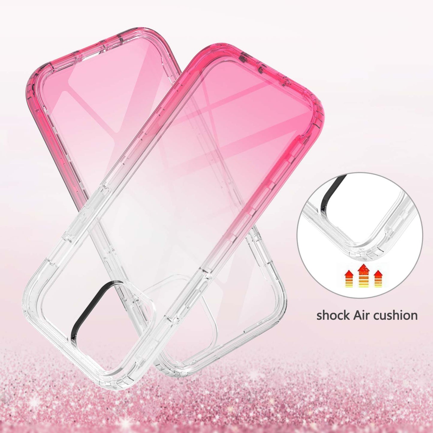 TPU + PC Combo Transparent LA1 Series Gradient 3-in-1 Hybrid Case with Built-in PET Screen Protector for iPhone 13 Pro 6.1 inch