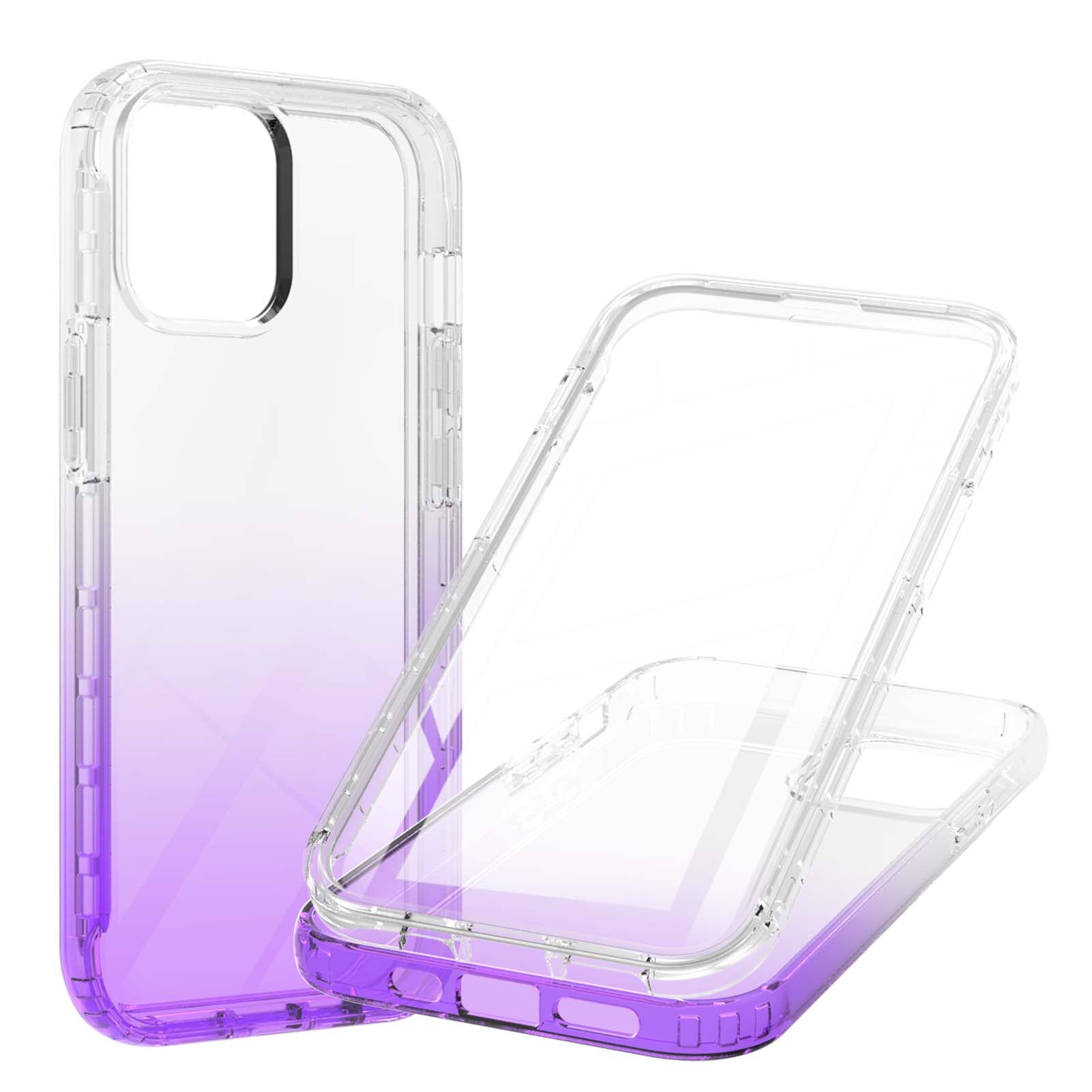TPU + PC Combo Transparent LA1 Series Gradient 3-in-1 Hybrid Case with Built-in PET Screen Protector for iPhone 13 Pro 6.1 inch
