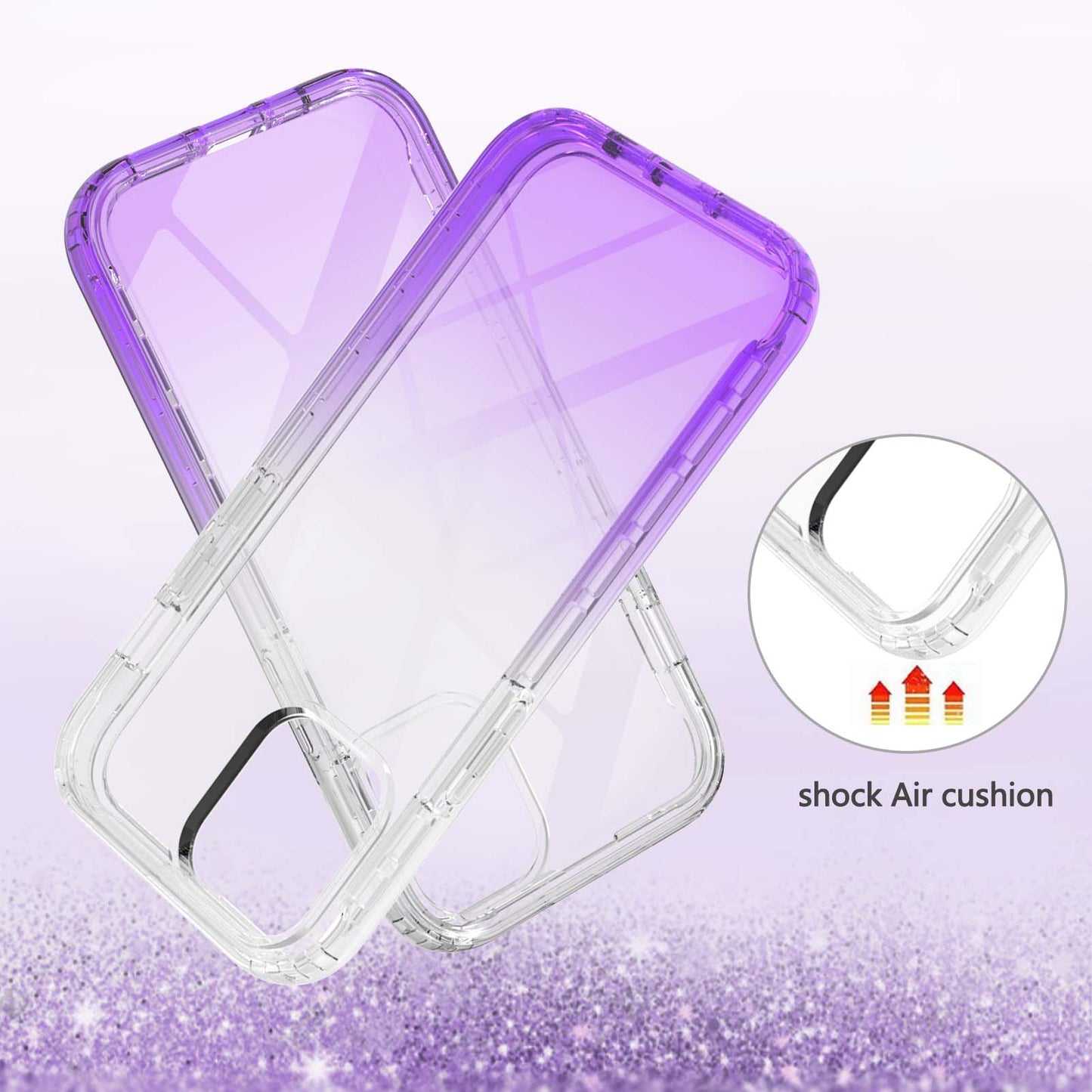 TPU + PC Combo Transparent LA1 Series Gradient 3-in-1 Hybrid Case with Built-in PET Screen Protector for iPhone 13 Pro 6.1 inch