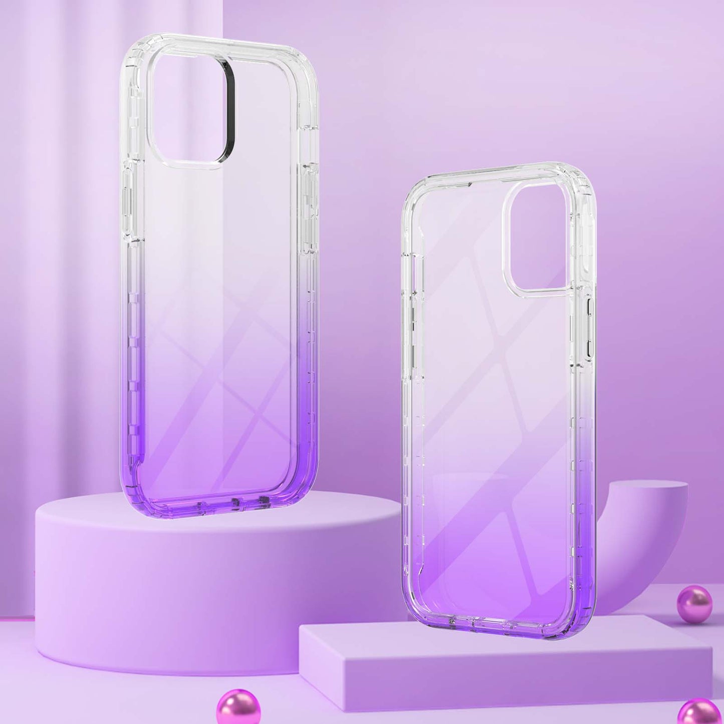 TPU + PC Combo Transparent LA1 Series Gradient 3-in-1 Hybrid Case with Built-in PET Screen Protector for iPhone 13 Pro 6.1 inch