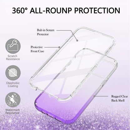 TPU + PC Combo Transparent LA1 Series Gradient 3-in-1 Hybrid Case with Built-in PET Screen Protector for iPhone 13 Pro 6.1 inch
