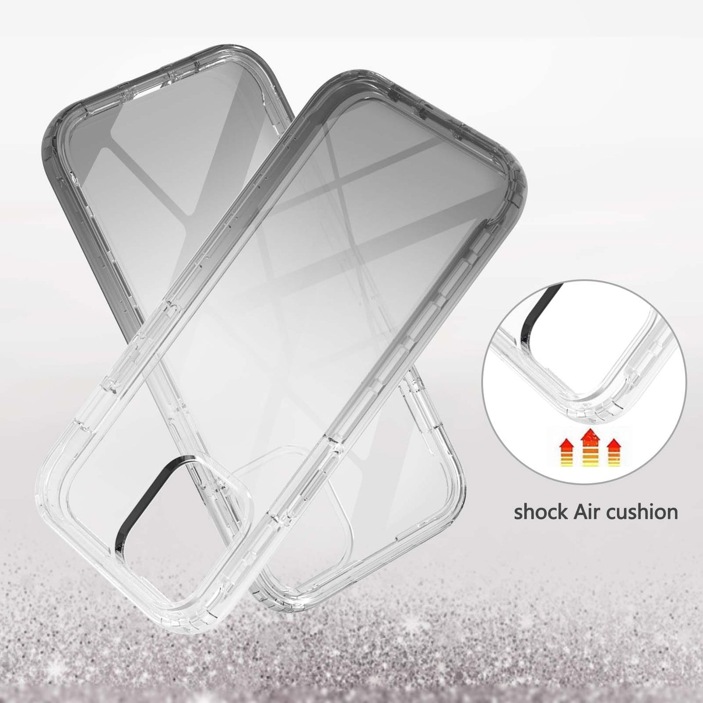 TPU + PC Combo Transparent LA1 Series Gradient 3-in-1 Hybrid Case with Built-in PET Screen Protector for iPhone 13 Pro 6.1 inch