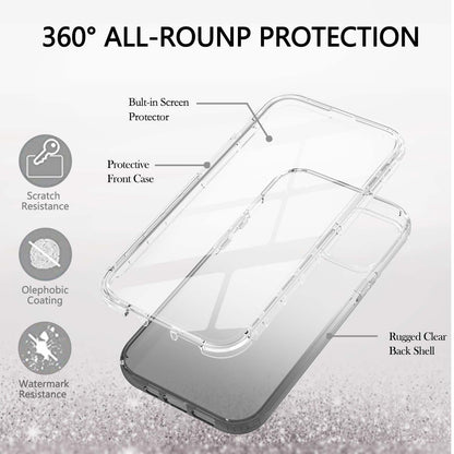 TPU + PC Combo Transparent LA1 Series Gradient 3-in-1 Hybrid Case with Built-in PET Screen Protector for iPhone 13 Pro 6.1 inch