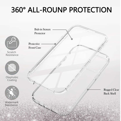 TPU + PC Combo Transparent LA1 Series Gradient 3-in-1 Hybrid Case with Built-in PET Screen Protector for iPhone 13 Pro 6.1 inch
