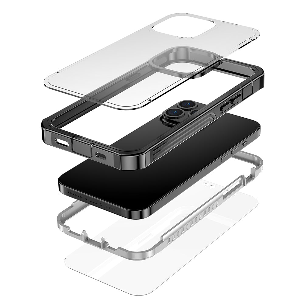 Full-Body Protection Shockproof Rugged PC Protective Phone Case Built-in PET Screen Protector for iPhone 13 Pro 6.1 inch