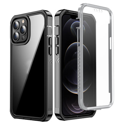 For iPhone 13 Pro Max 6.7 inch PET Screen Protector Shock Absorption Phone Case Full-Body Protection Hard PC Back Cover