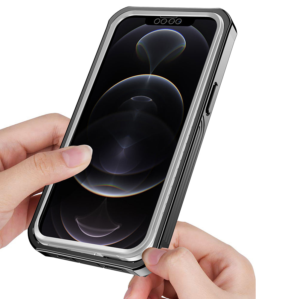 For iPhone 13 Pro Max 6.7 inch PET Screen Protector Shock Absorption Phone Case Full-Body Protection Hard PC Back Cover