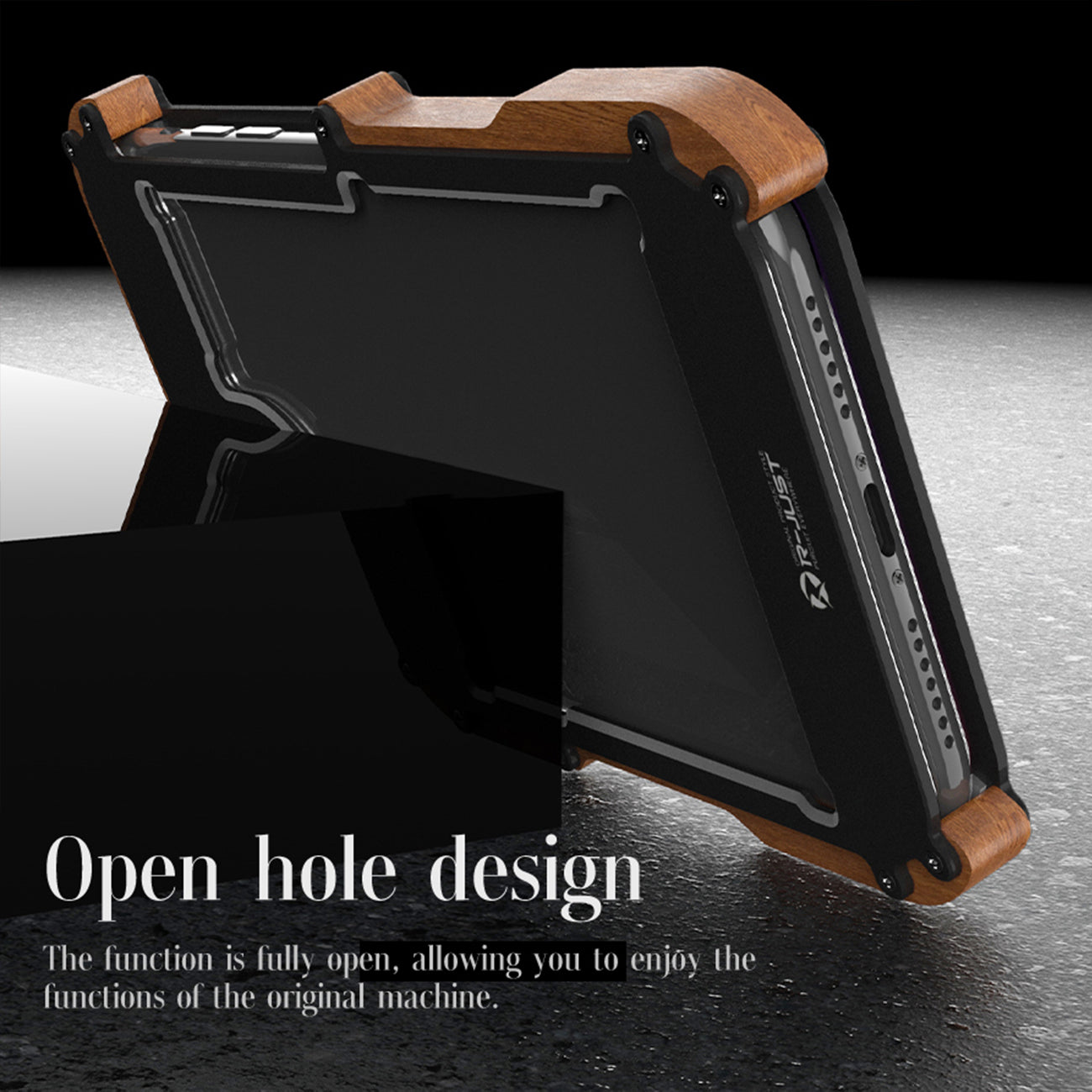 R-JUST Ultra Thin Aluminum Alloy Wood Metal Cover Protective Case Shockproof Bumper Frame for iPhone 13 Pro Max 6.7 inch