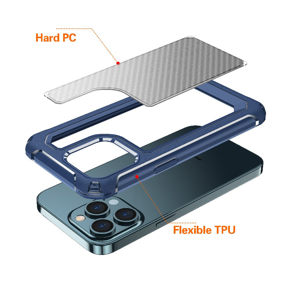 Carbon Fiber Texture Heavy Duty Rugged Hybrid Hard PC Soft TPU Bumper Shockproof Protective Phone Case for iPhone 13 Pro 6.1 inch