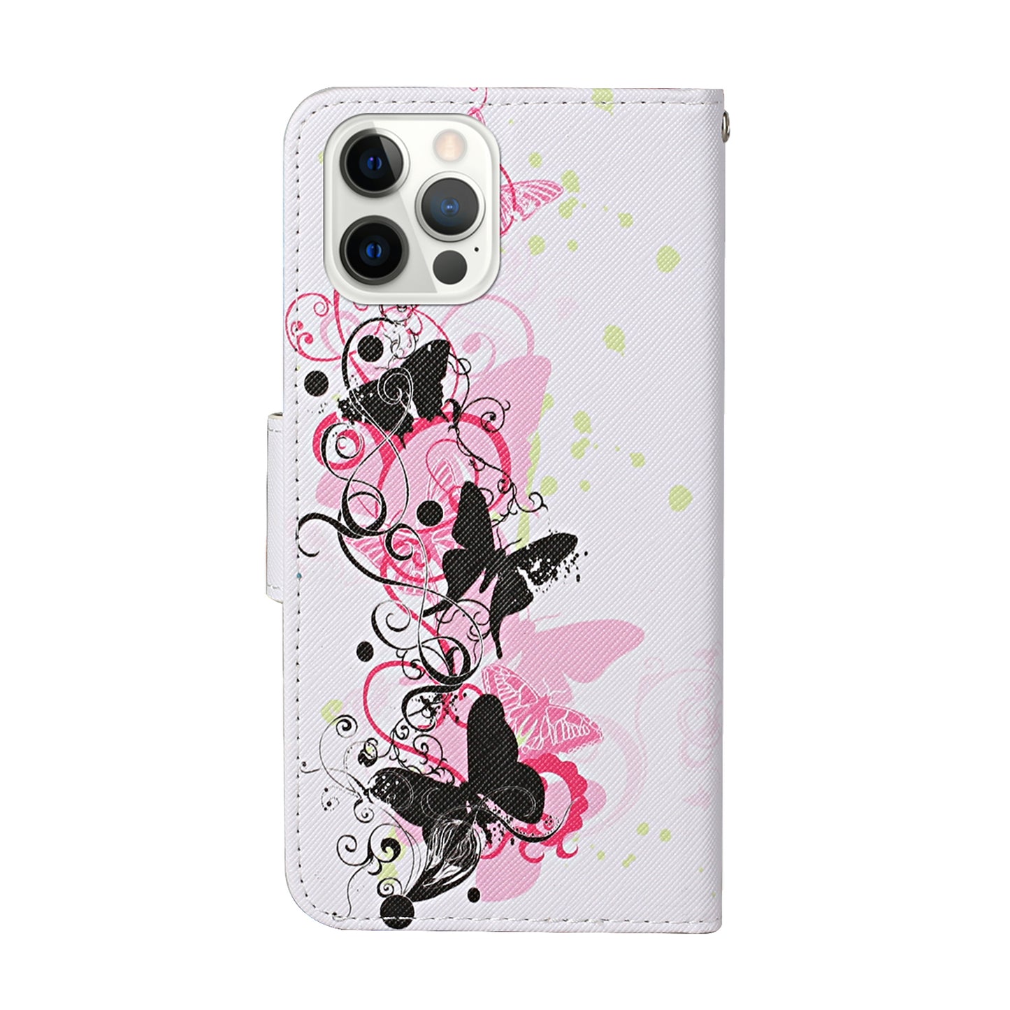 Pattern Printing Leather Phone Wallet Cover Stand Case with Strap for iPhone 13 Pro 6.1 inch