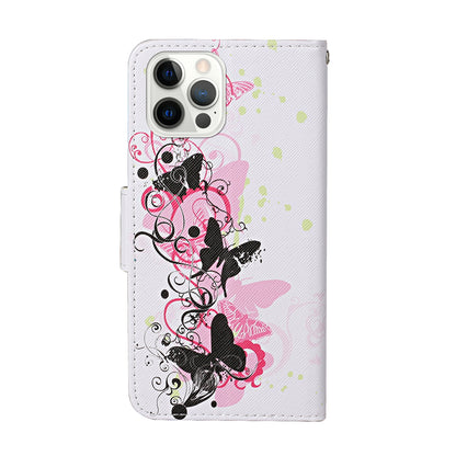 Pattern Printing Leather Phone Wallet Cover Stand Case with Strap for iPhone 13 Pro 6.1 inch