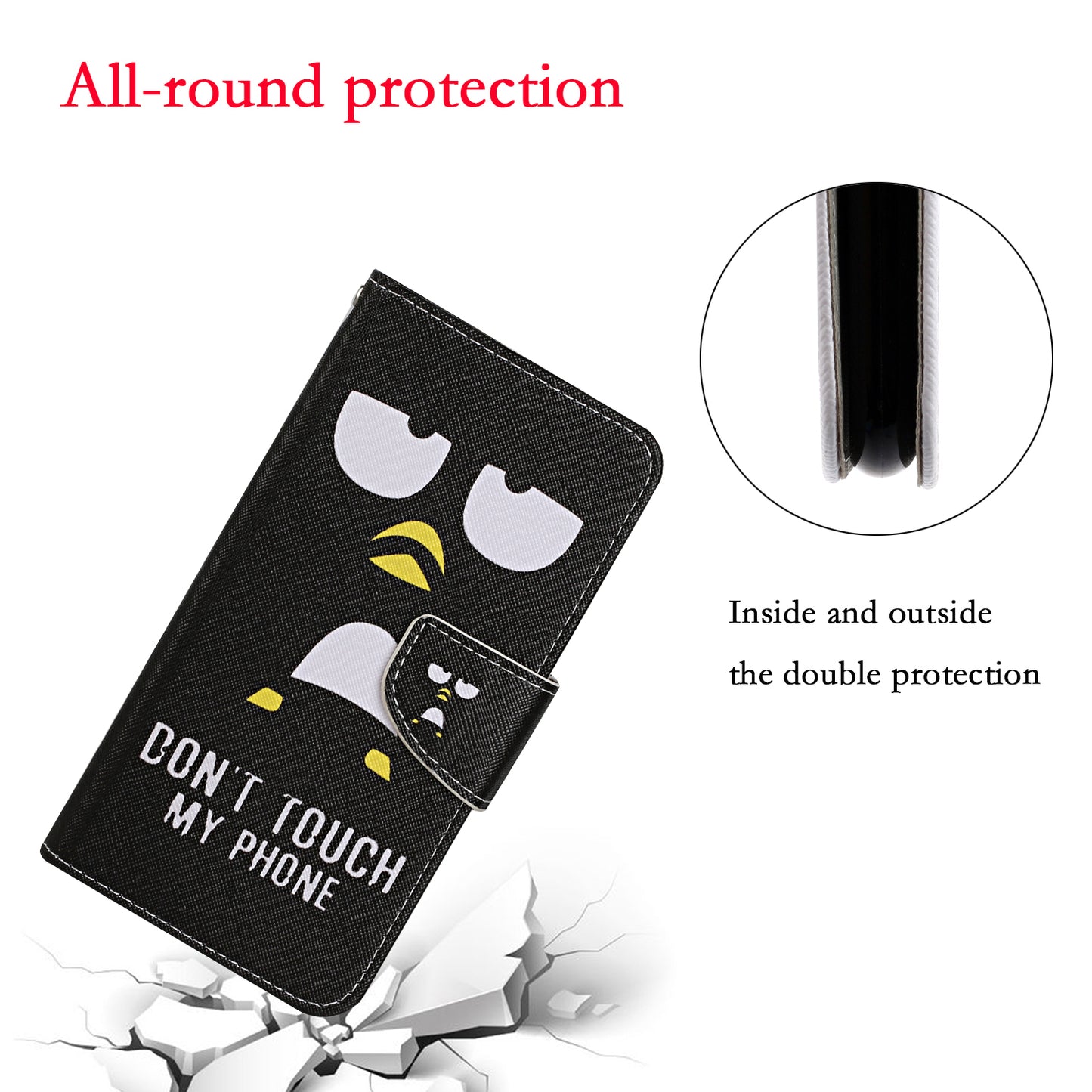 Pattern Printing Leather Phone Wallet Cover Stand Case with Strap for iPhone 13 Pro 6.1 inch