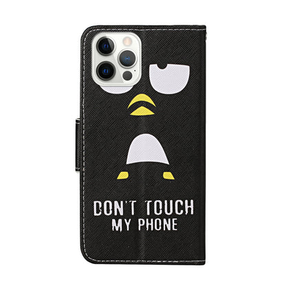 Pattern Printing Leather Phone Wallet Cover Stand Case with Strap for iPhone 13 Pro 6.1 inch