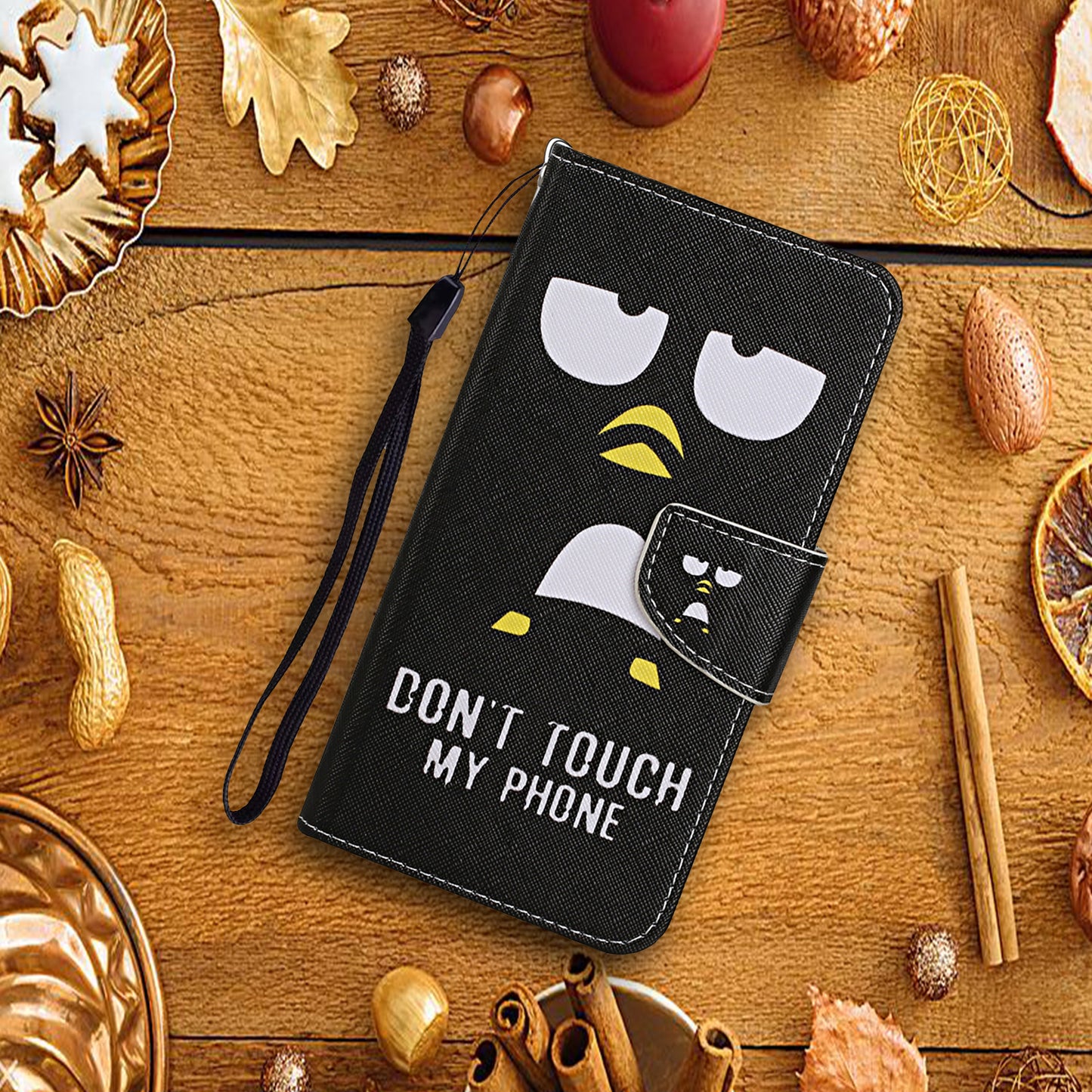 Pattern Printing Leather Phone Wallet Cover Stand Case with Strap for iPhone 13 Pro 6.1 inch