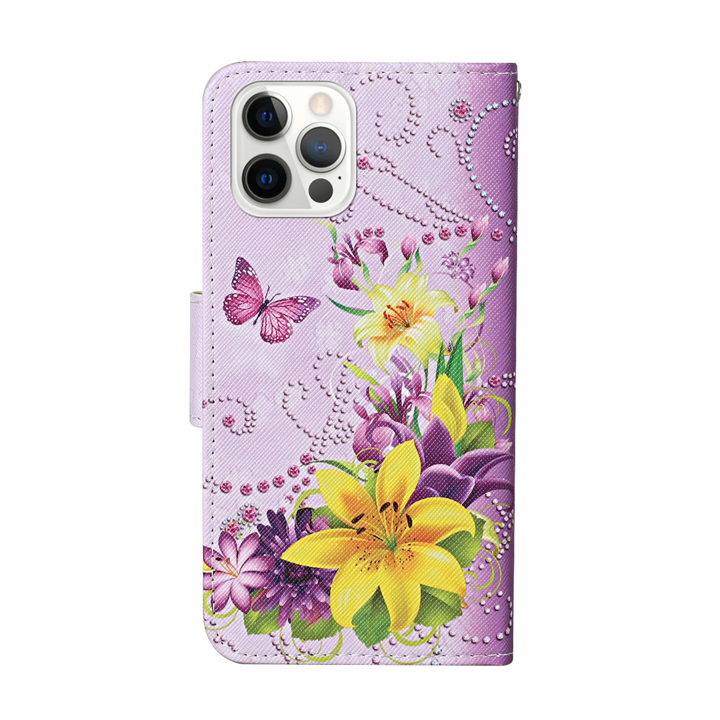 Pattern Printing Leather Phone Wallet Cover Stand Case with Strap for iPhone 13 Pro 6.1 inch