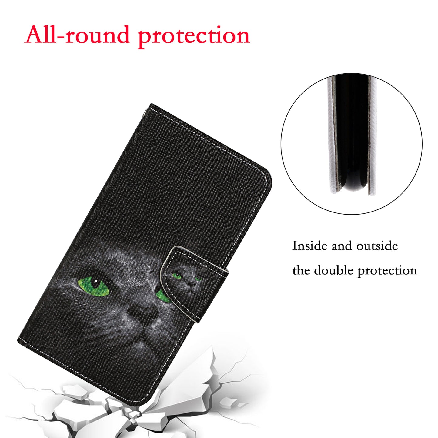 Pattern Printing Leather Phone Wallet Cover Stand Case with Strap for iPhone 13 Pro 6.1 inch