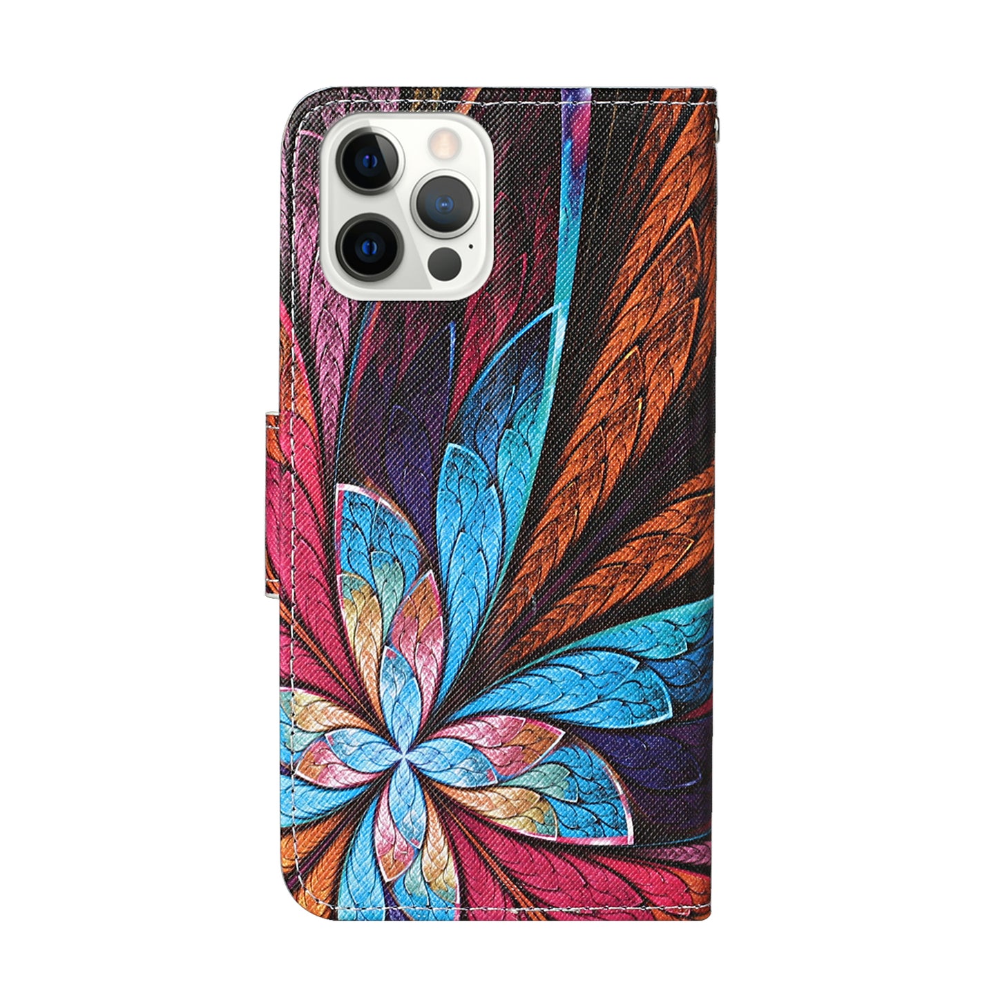 Pattern Printing Leather Phone Wallet Cover Stand Case with Strap for iPhone 13 Pro 6.1 inch