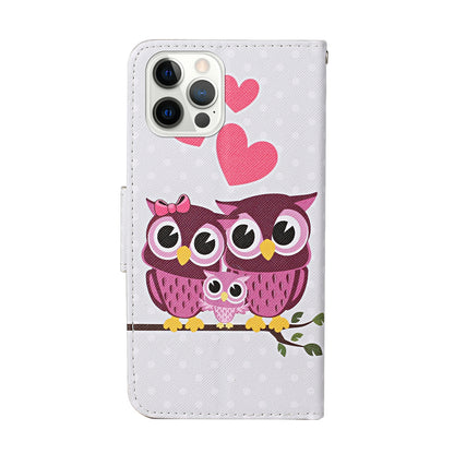 Pattern Printing Leather Phone Wallet Cover Stand Case with Strap for iPhone 13 Pro 6.1 inch
