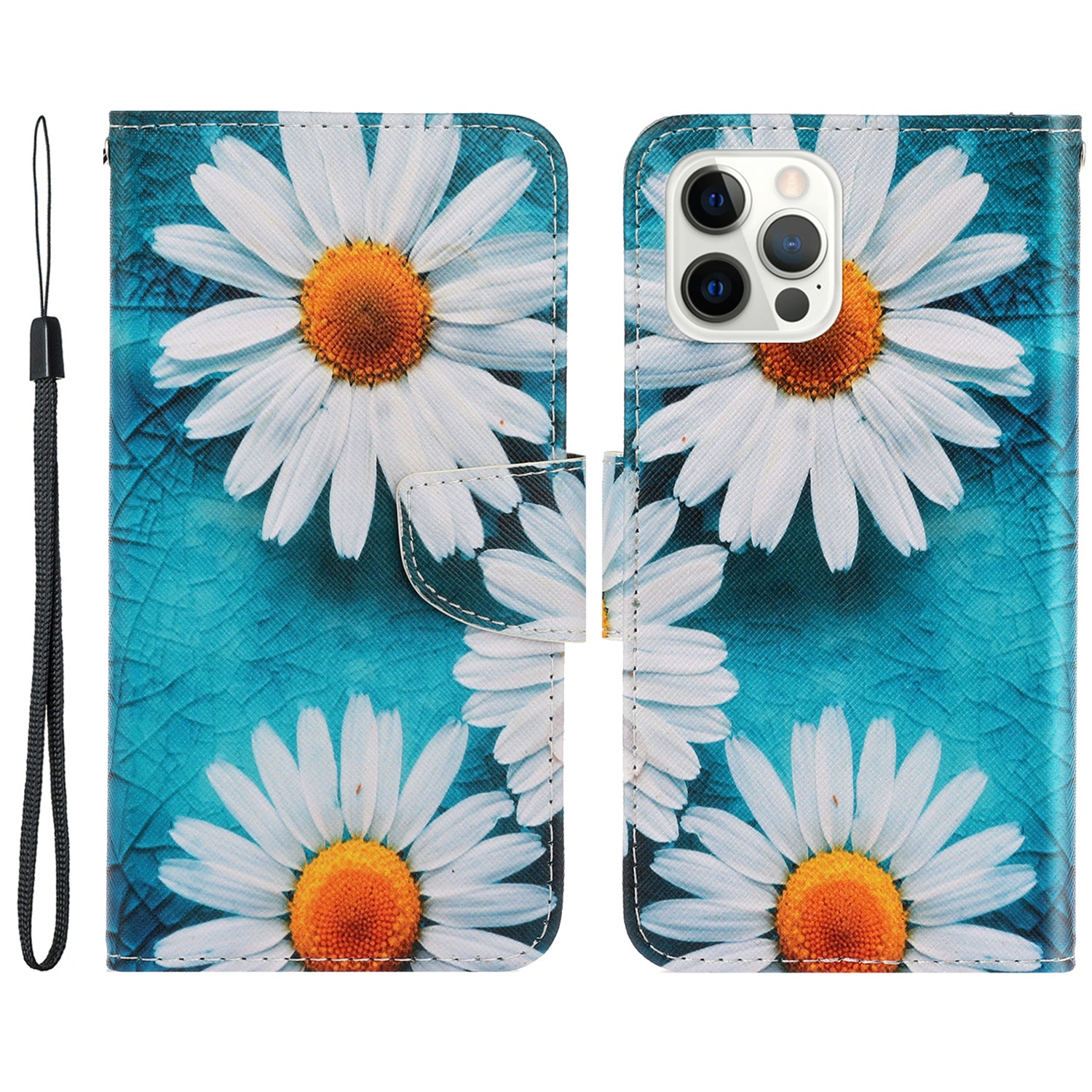 Pattern Printing Design Premium PU Leather Magnetic Clasp Flip Folio Protective Wallet Stand Cover for iPhone 13 Pro 6.1 inch