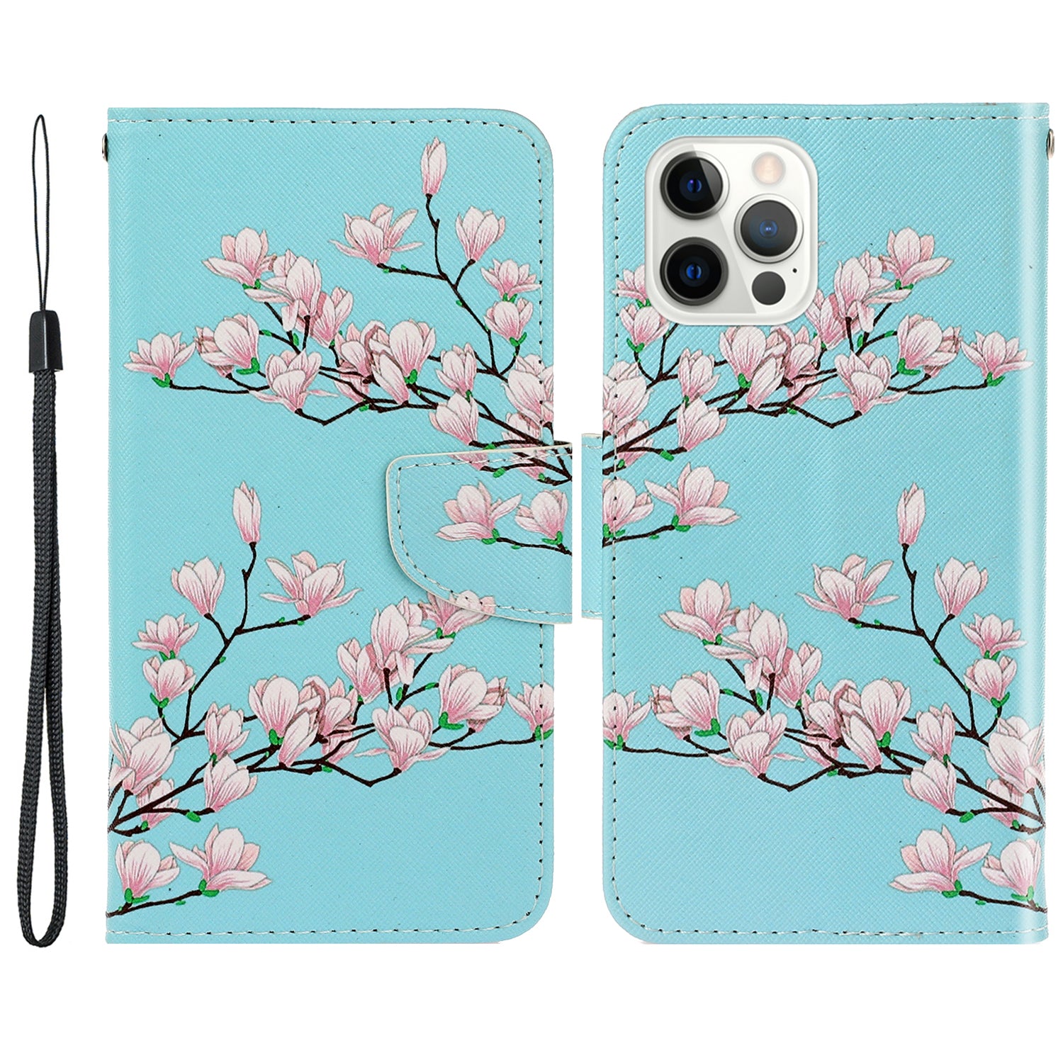 Pattern Printing Design Premium PU Leather Magnetic Clasp Flip Folio Protective Wallet Stand Cover for iPhone 13 Pro 6.1 inch