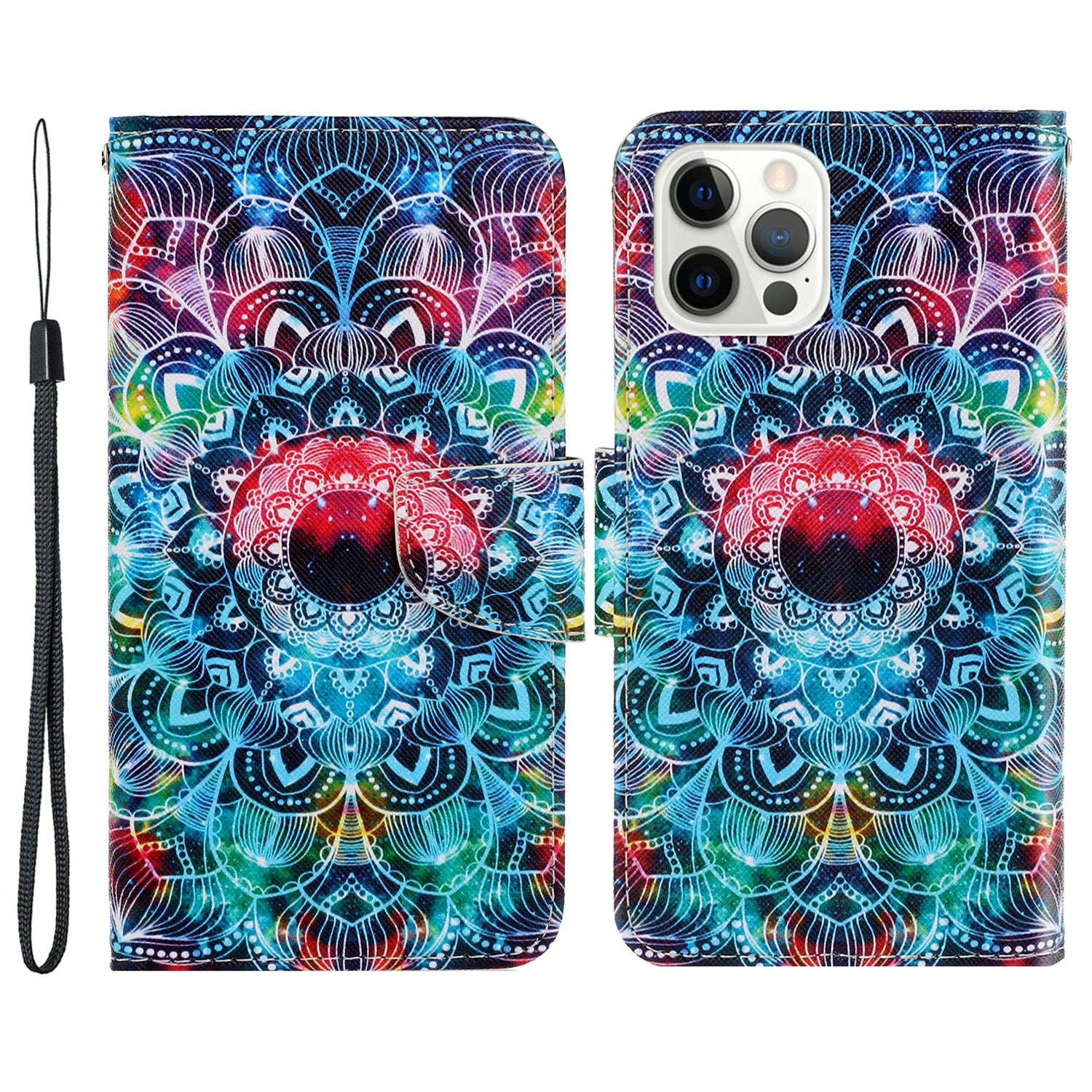 Pattern Printing Design Premium PU Leather Magnetic Clasp Flip Folio Protective Wallet Stand Cover for iPhone 13 Pro 6.1 inch