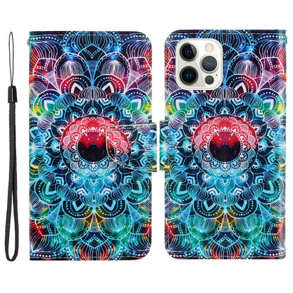 Pattern Printing Design Premium PU Leather Magnetic Clasp Flip Folio Protective Wallet Stand Cover for iPhone 13 Pro 6.1 inch
