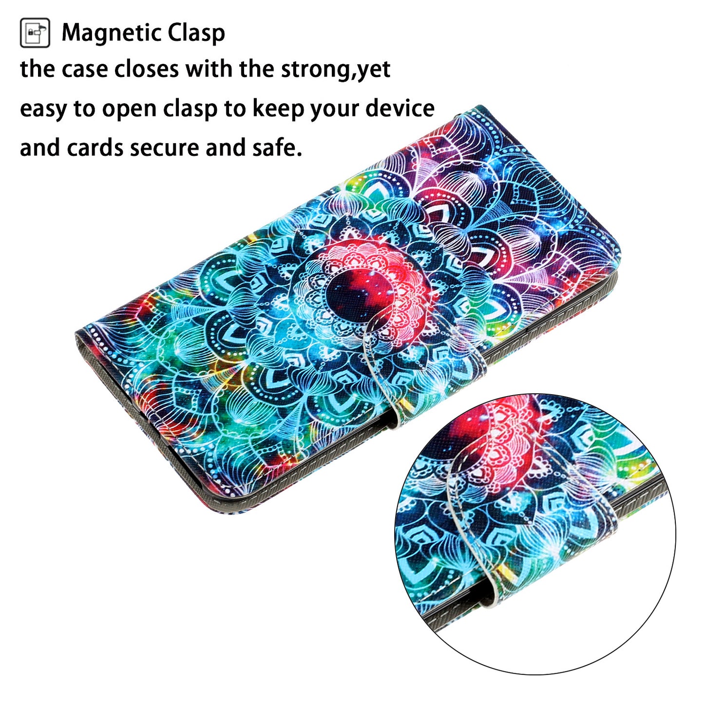 Pattern Printing Design Premium PU Leather Magnetic Clasp Flip Folio Protective Wallet Stand Cover for iPhone 13 Pro 6.1 inch