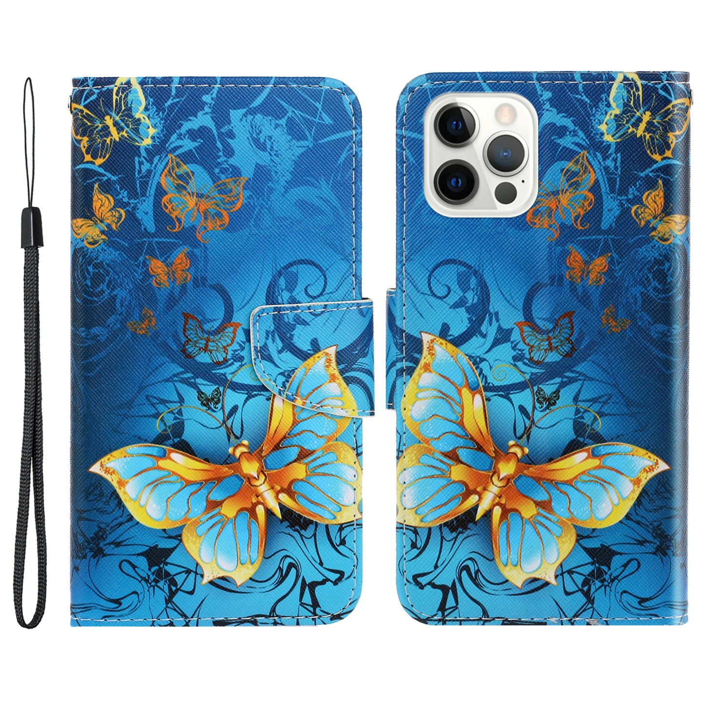 Pattern Printing Design Premium PU Leather Magnetic Clasp Flip Folio Protective Wallet Stand Cover for iPhone 13 Pro 6.1 inch