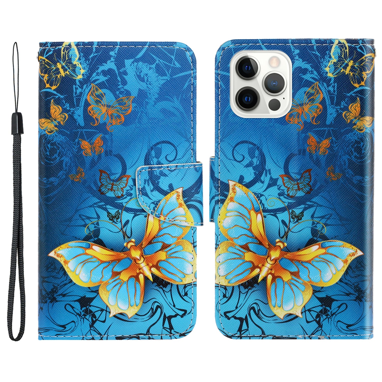 Pattern Printing Design Premium PU Leather Magnetic Clasp Flip Folio Protective Wallet Stand Cover for iPhone 13 Pro 6.1 inch