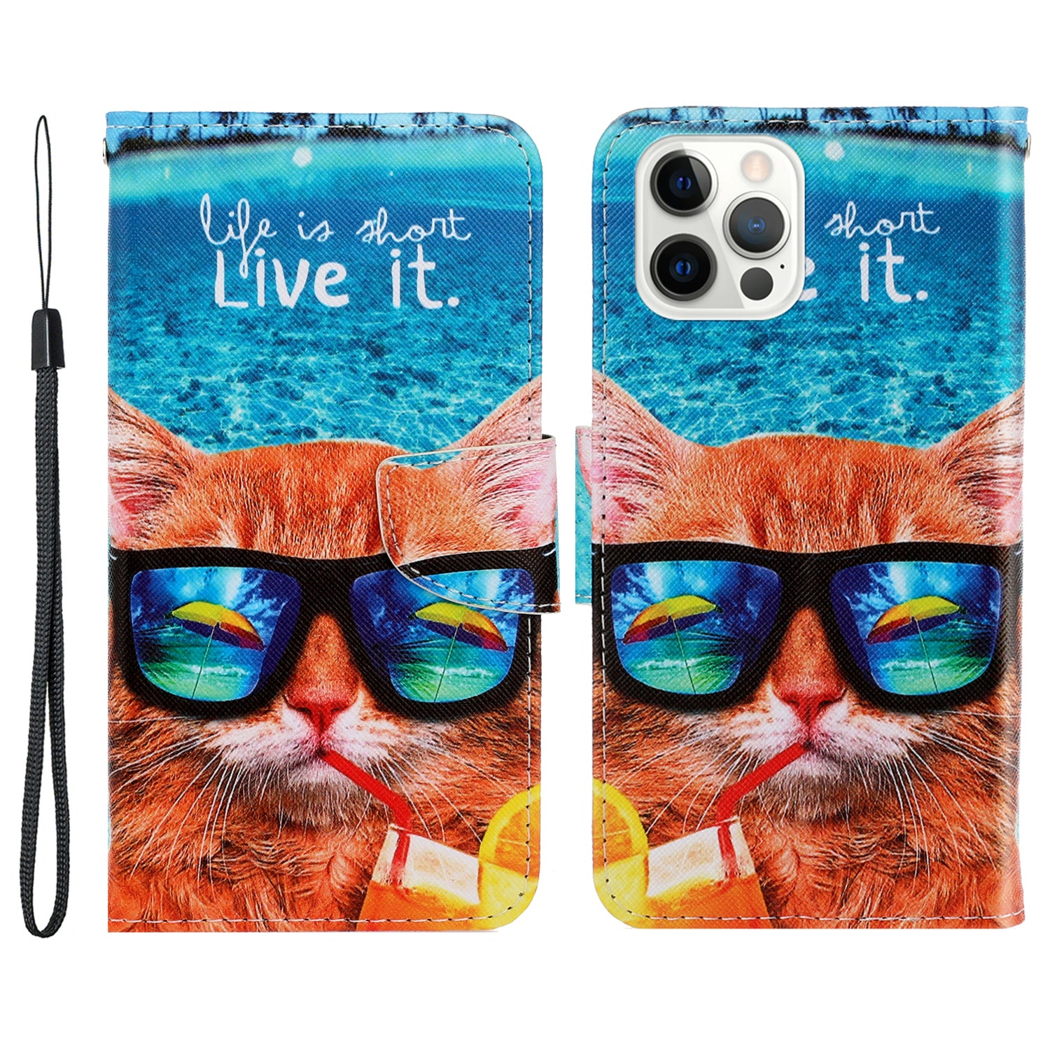 Pattern Printing Design Premium PU Leather Magnetic Clasp Flip Folio Protective Wallet Stand Cover for iPhone 13 Pro 6.1 inch