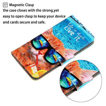 Pattern Printing Design Premium PU Leather Magnetic Clasp Flip Folio Protective Wallet Stand Cover for iPhone 13 Pro 6.1 inch