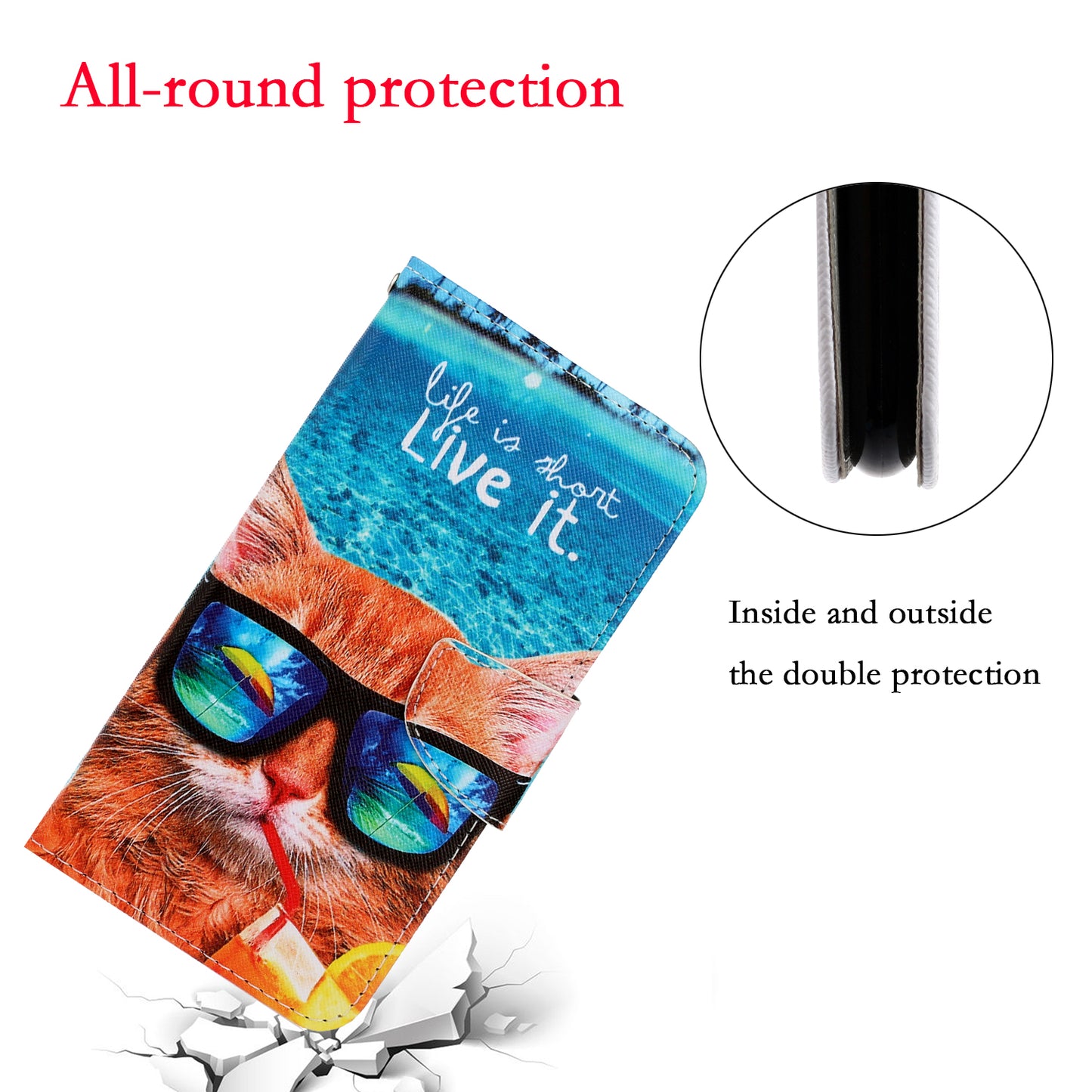 Pattern Printing Design Premium PU Leather Magnetic Clasp Flip Folio Protective Wallet Stand Cover for iPhone 13 Pro 6.1 inch