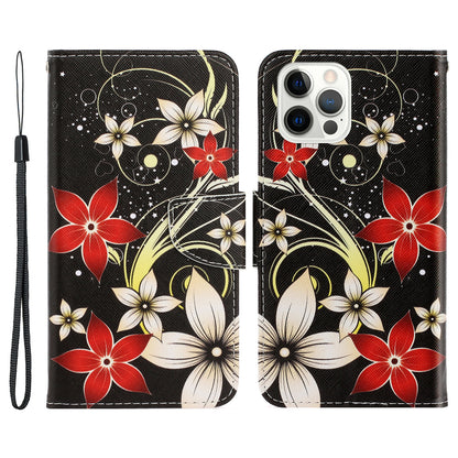 Pattern Printing Design Premium PU Leather Magnetic Clasp Flip Folio Protective Wallet Stand Cover for iPhone 13 Pro 6.1 inch