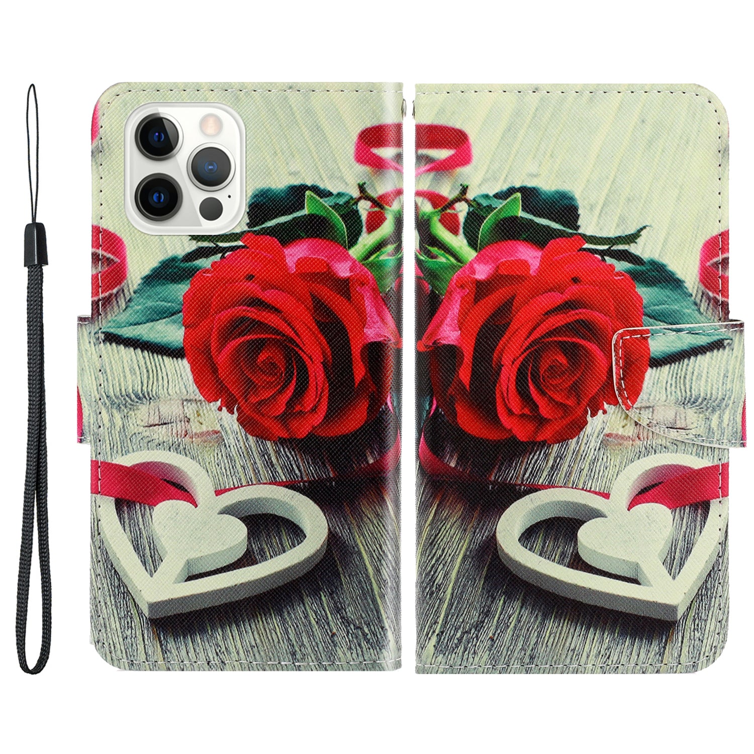 Pattern Printing Design Premium PU Leather Magnetic Clasp Flip Folio Protective Wallet Stand Cover for iPhone 13 Pro 6.1 inch