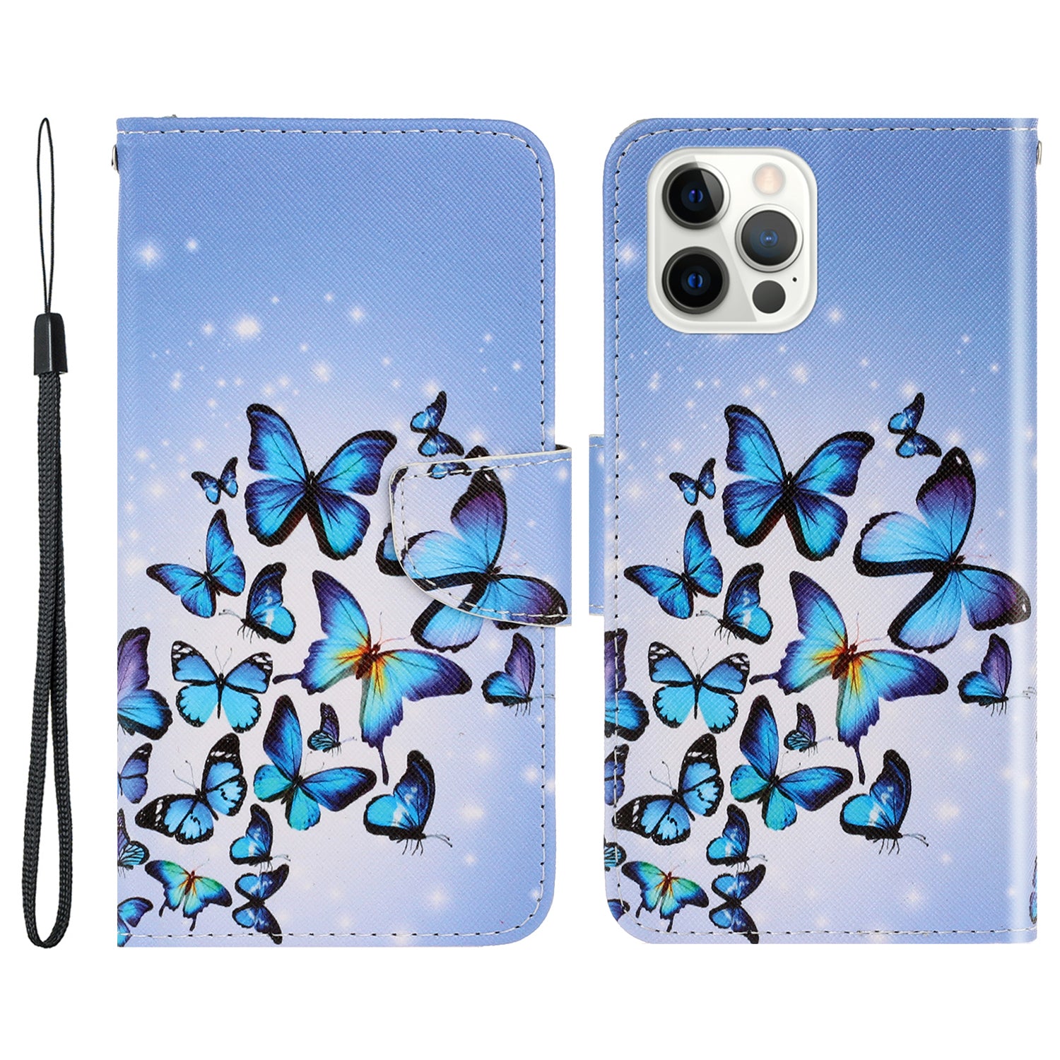 Pattern Printing Design Premium PU Leather Magnetic Clasp Flip Folio Protective Wallet Stand Cover for iPhone 13 Pro 6.1 inch