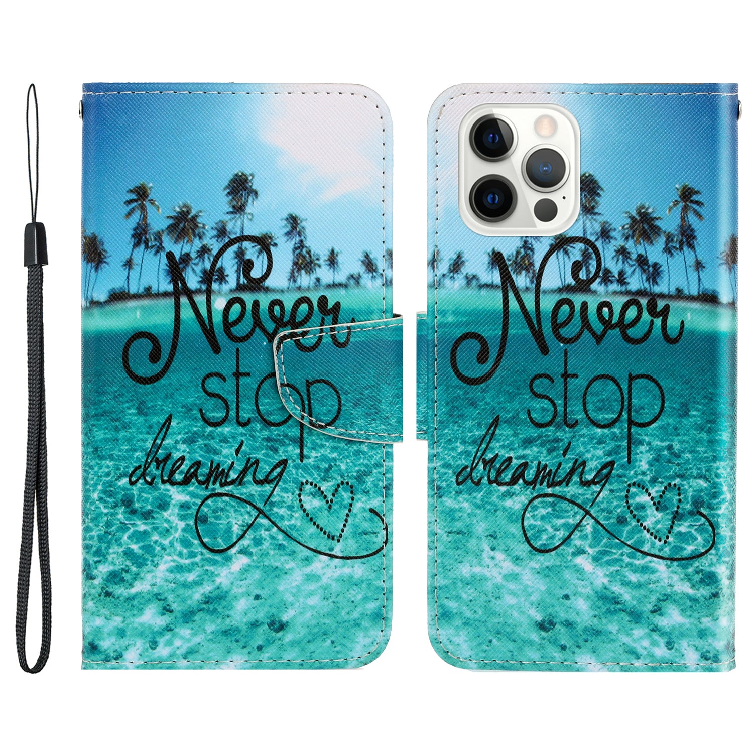 Pattern Printing Design Premium PU Leather Magnetic Clasp Flip Folio Protective Wallet Stand Cover for iPhone 13 Pro 6.1 inch
