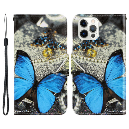 Pattern Printing Design Premium PU Leather Magnetic Clasp Flip Folio Protective Wallet Stand Cover for iPhone 13 Pro 6.1 inch