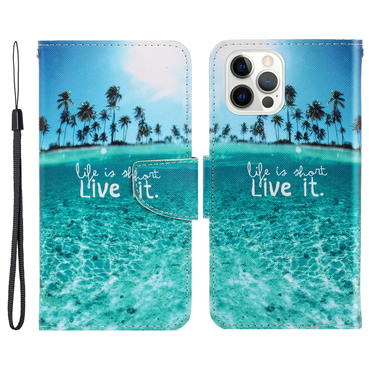 Pattern Printing Design Premium PU Leather Magnetic Clasp Flip Folio Protective Wallet Stand Cover for iPhone 13 Pro 6.1 inch