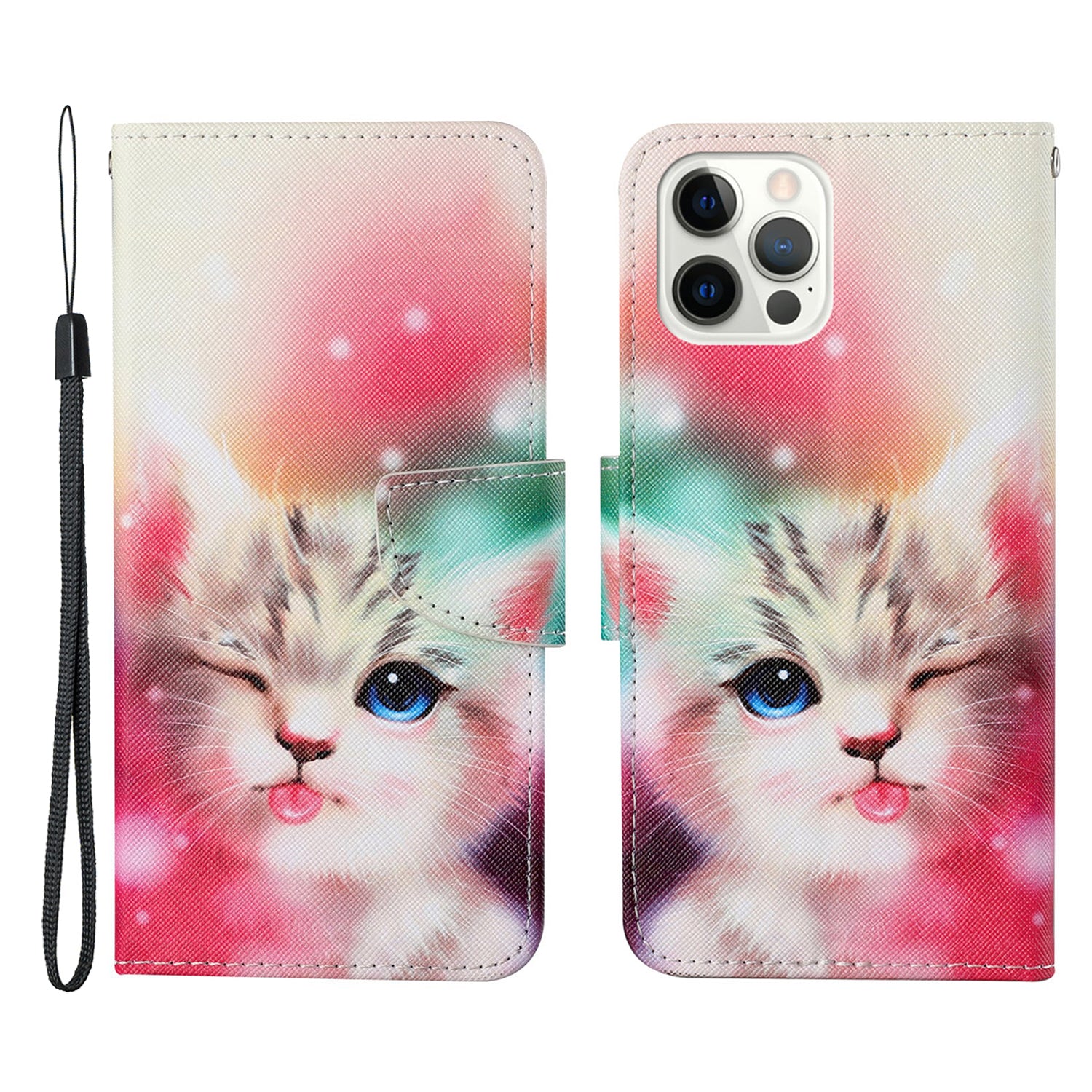 Cross Texture Pattern Printing PU Leather Wallet Stand Phone Case for iPhone 13 Pro 6.1 inch