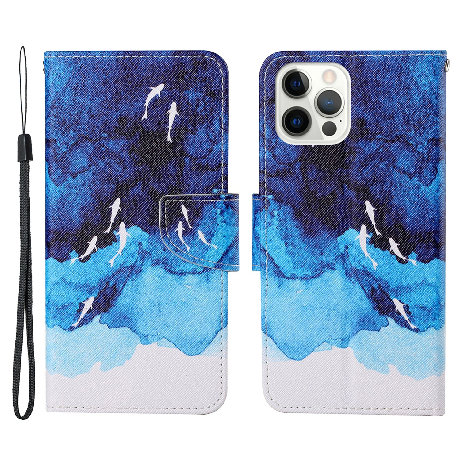 Cross Texture Pattern Printing PU Leather Wallet Stand Phone Case for iPhone 13 Pro 6.1 inch