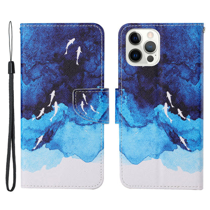 Cross Texture Pattern Printing PU Leather Wallet Stand Phone Case for iPhone 13 Pro 6.1 inch